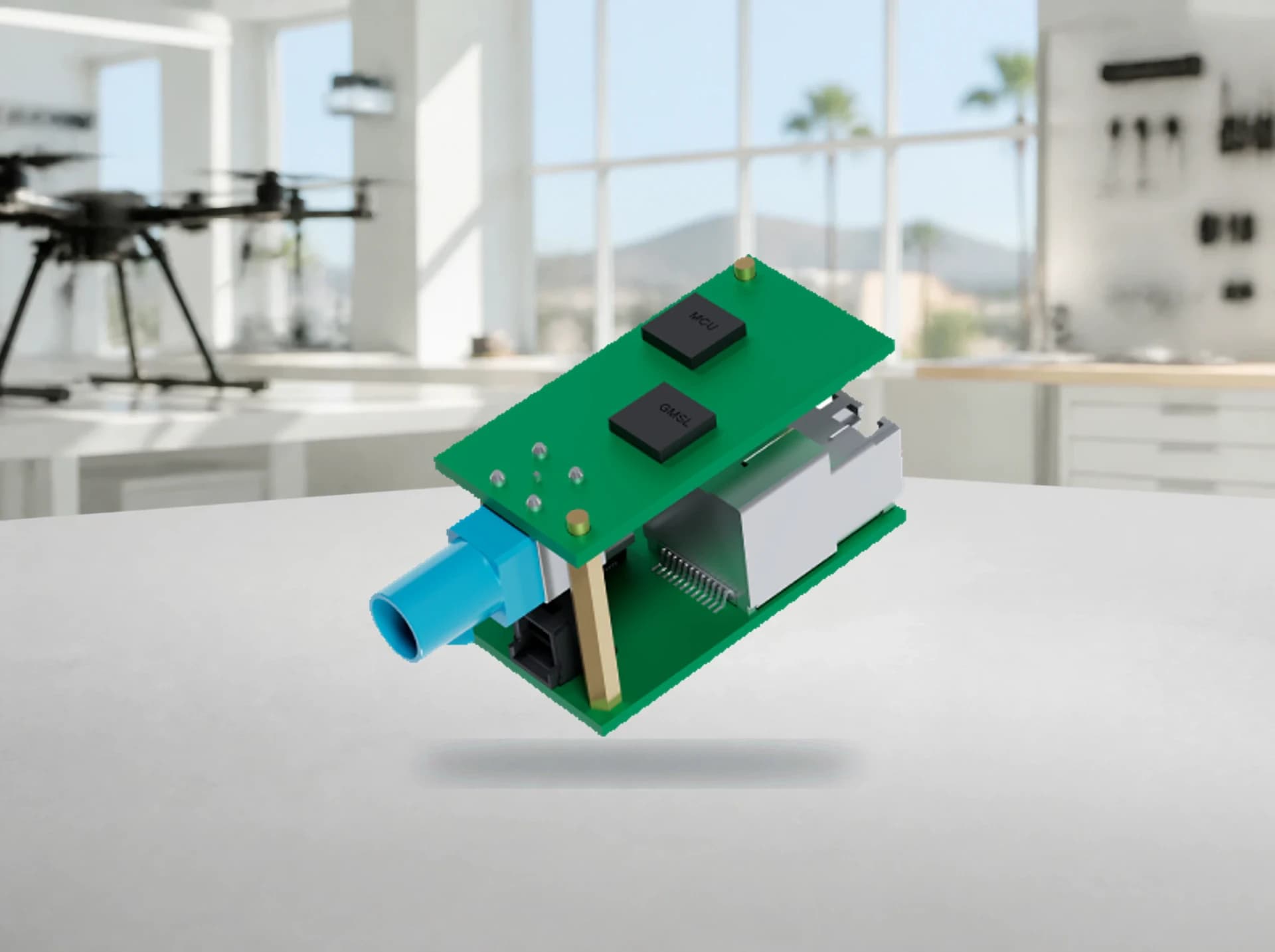 Stacked sensor-interface circuit boards in a robotics lab