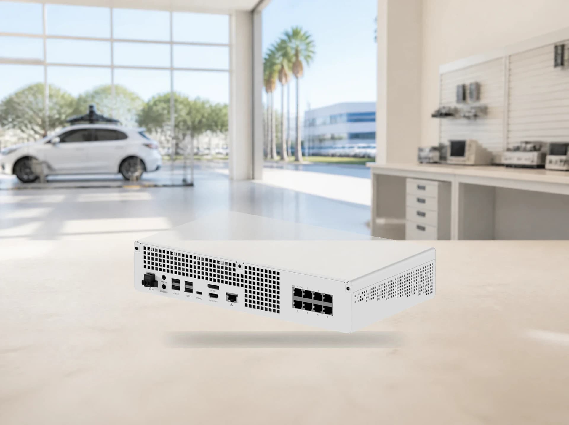 White edge-computing system on a service workbench