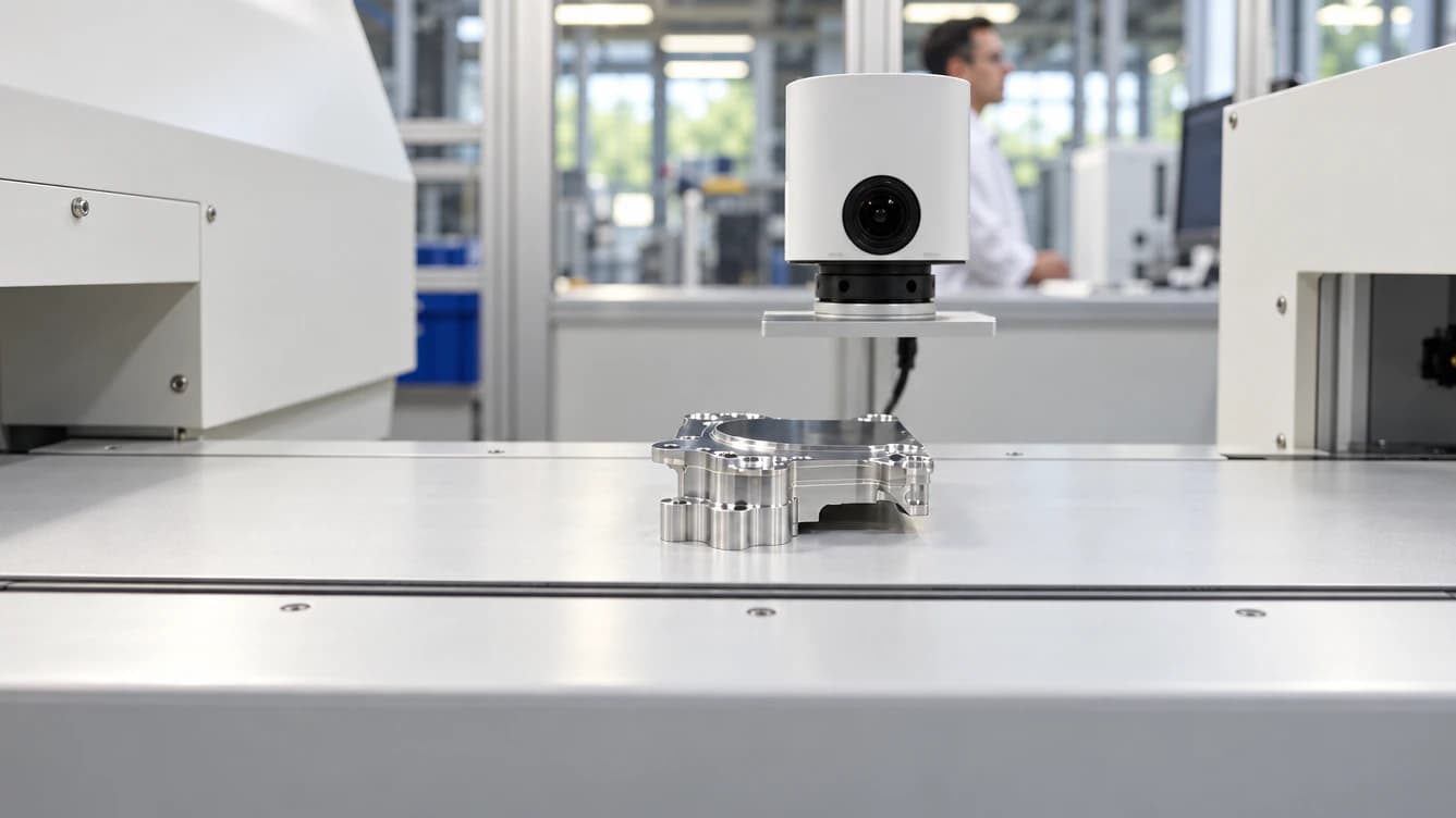 Bright precision assembly line with synchronized cameras and robotic part handling